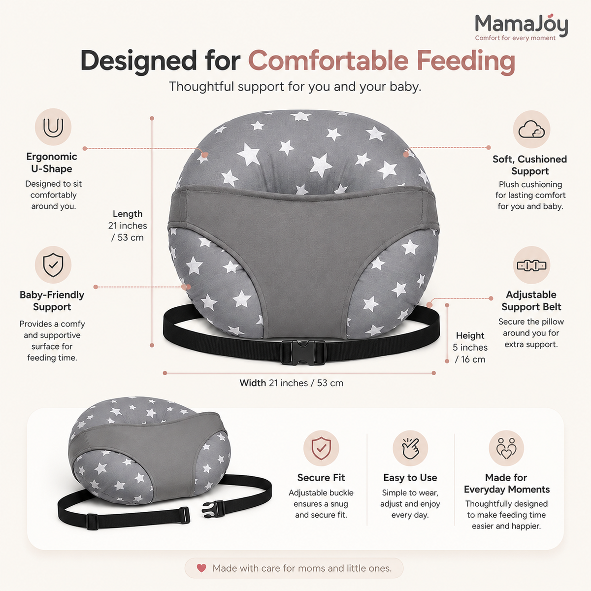 MamaJoy Baby Feeding Pillow for New Born Baby, Nursing Pillow for Breastfeeding